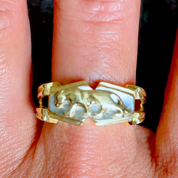 14K Yellow & White Gold Puma Band Ring - Picture 6 of 9
